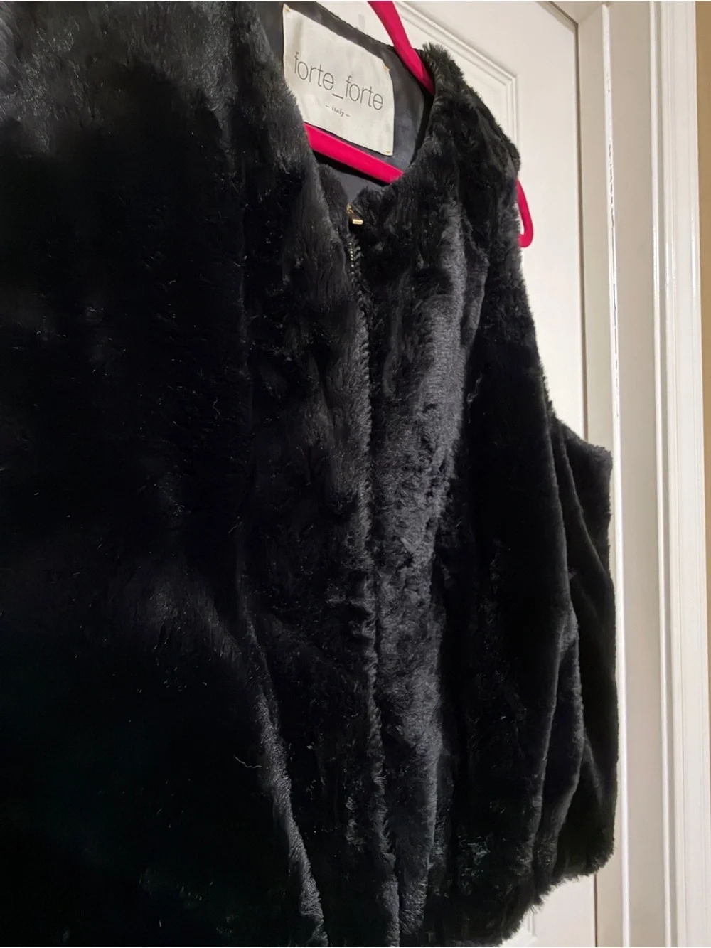 Forte Forte Italy Black Faux Fur Zip Vest Luxury Layering Piece size II EU (M)